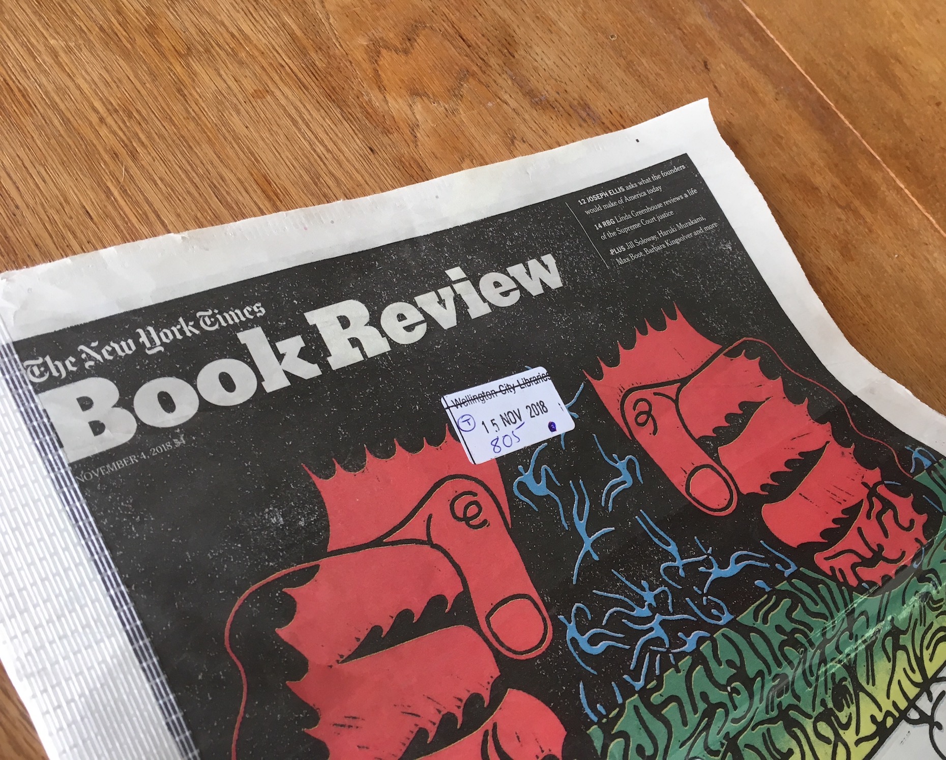 Cover of the New York Times Book Review, 4 November 2018
