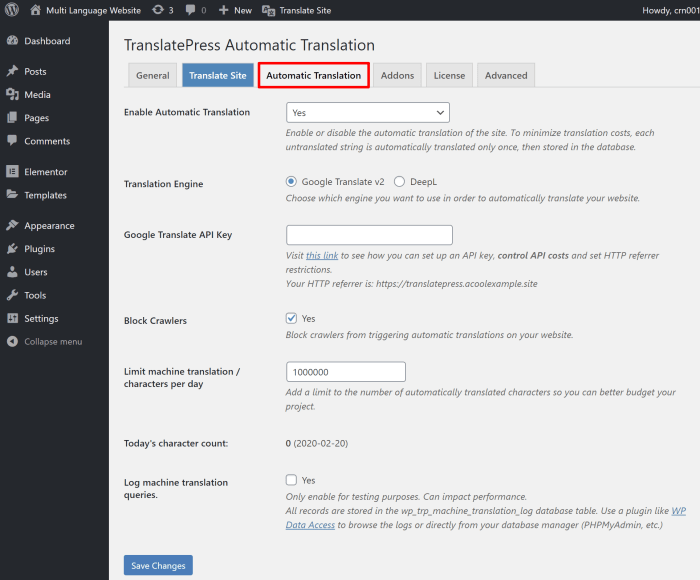Multi language website