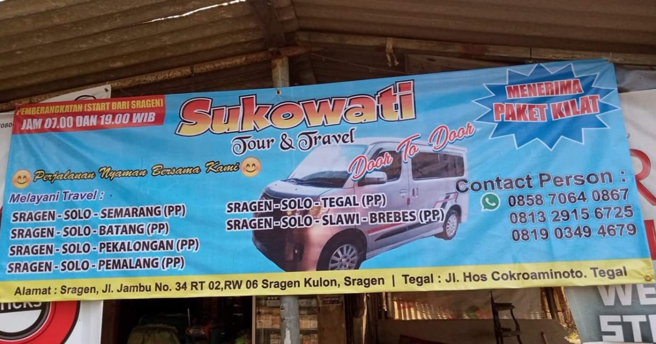 Travel Sukowati – Travel Sragen – Tegal