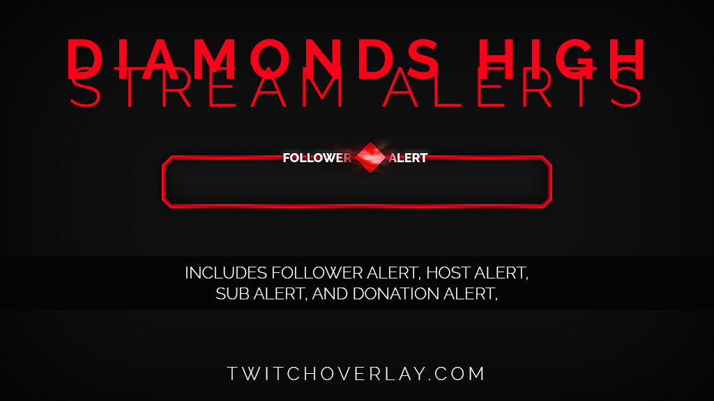 Free twitch alerts · high quality. Diamonds High Free Red Stream Alerts Twitch Overlay