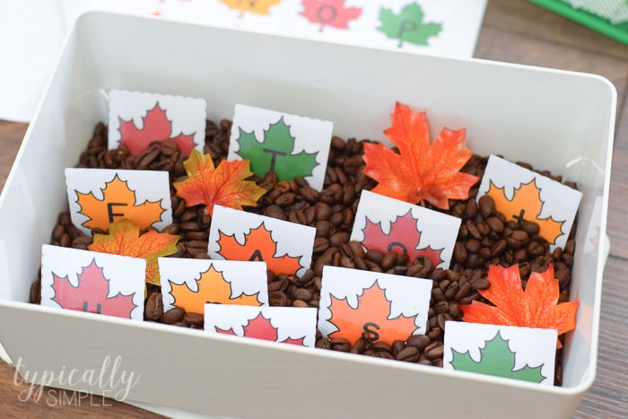 Say what you are thankful for at family mealtime. Printable Alphabet Cards Fall Leaves Typically Simple