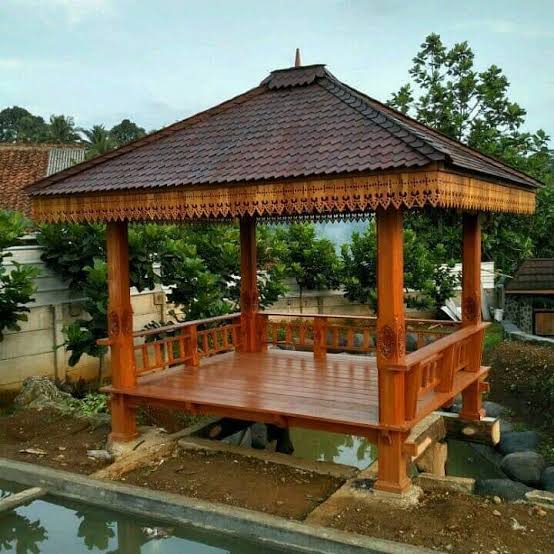 Model Unik Desain Gazebo Kayu Minimalis dari Jati