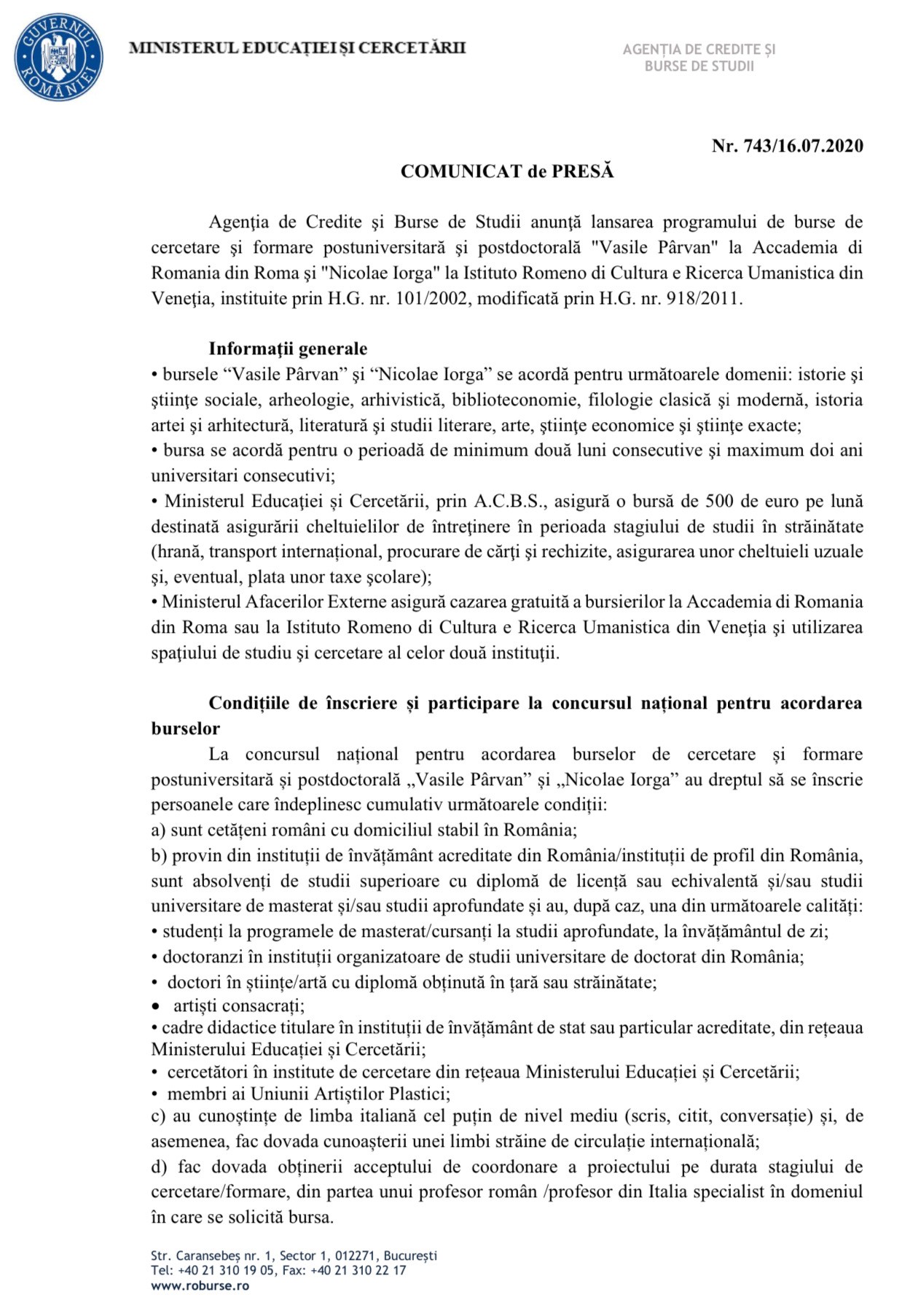 Lansarea Programului De Burse De Formare È™i Cercetare PostuniversitarÄƒ È™i PostdoctoralÄƒ Vasile Parvan È™i Nicolae Iorga Universitatea NaÈ›ionalÄƒ De Arte BucureÈ™ti