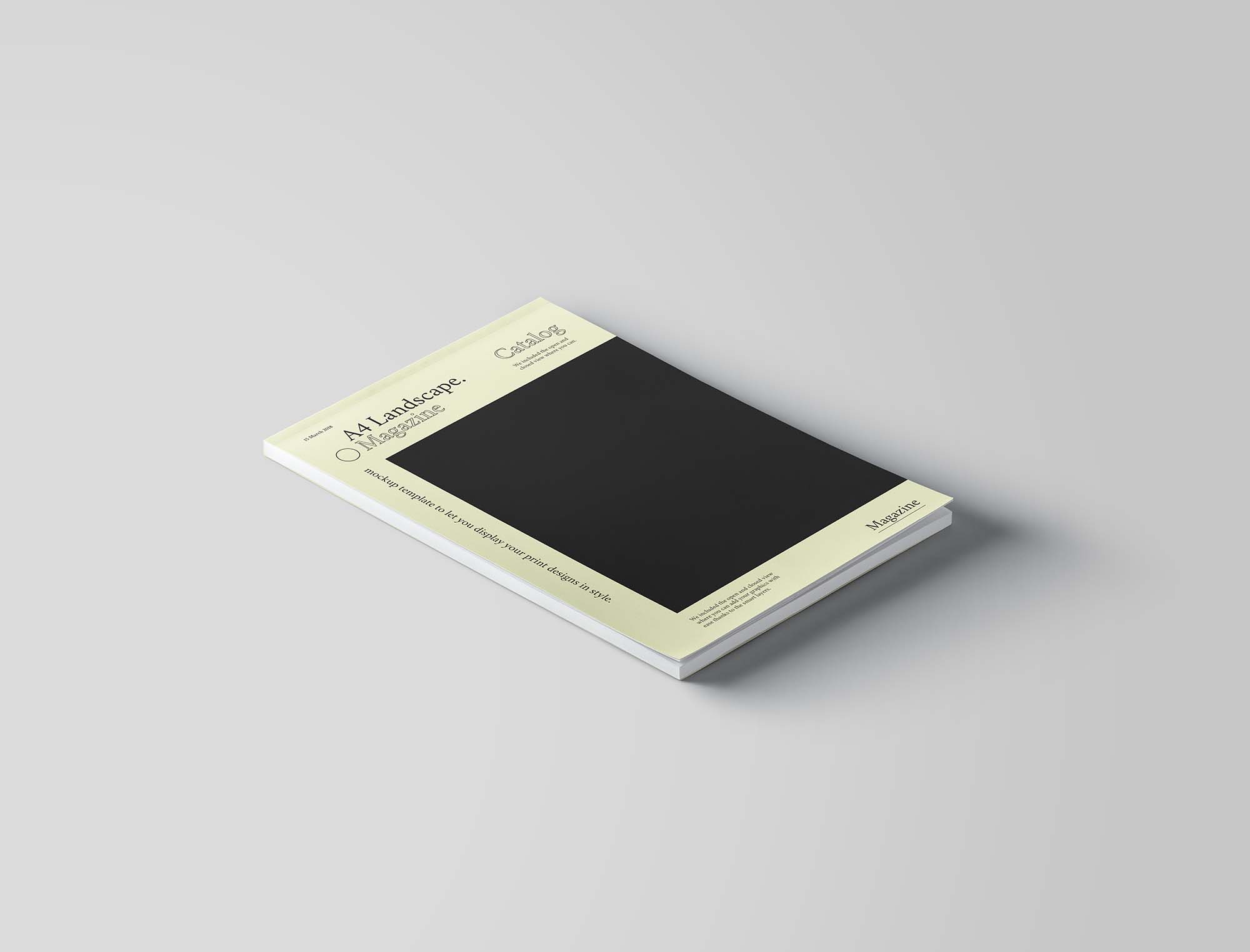 A useful landscape magazine mockup crafted with photoshop that you can use to display your book cover designs in a professional way. Free A4 Landscape Magazine Mockup Psd