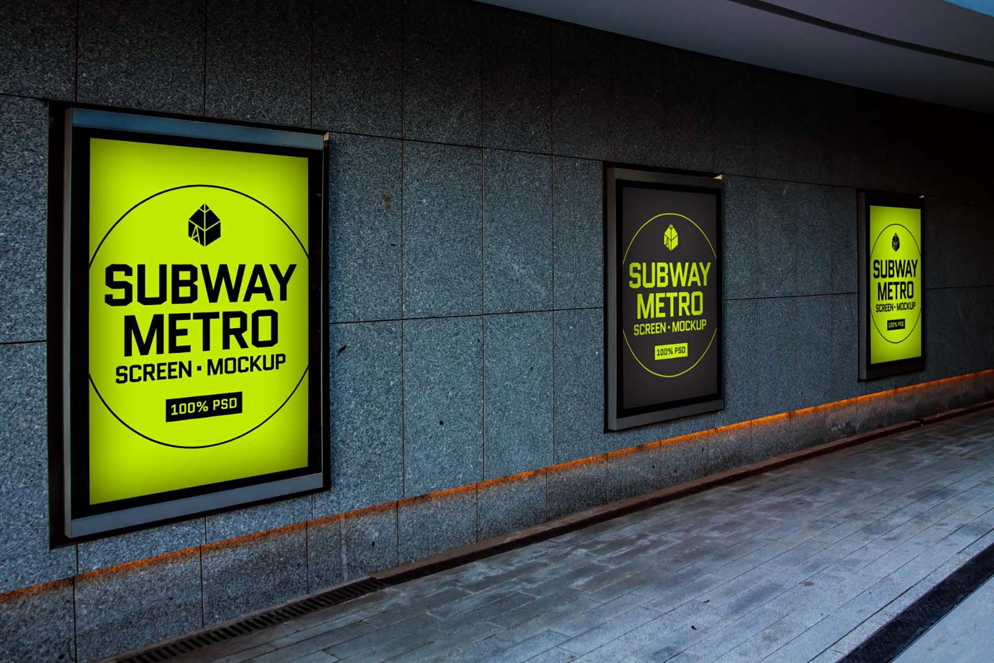 Free Subway Metro Screen Mockup (PSD)