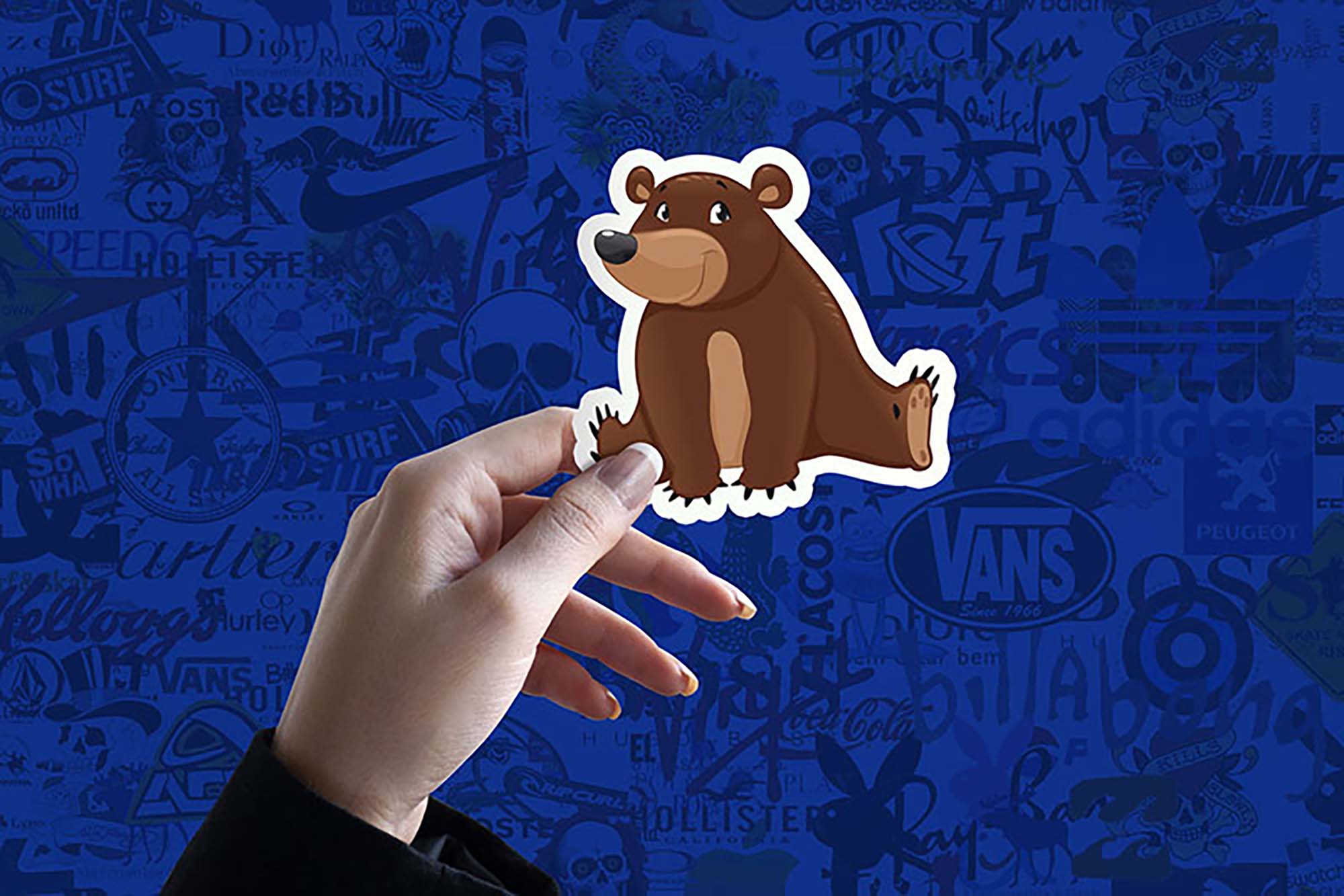 Down here i am putting forward a free sticker mockup in which you may . Free Sticker In Hand Mockup Psd