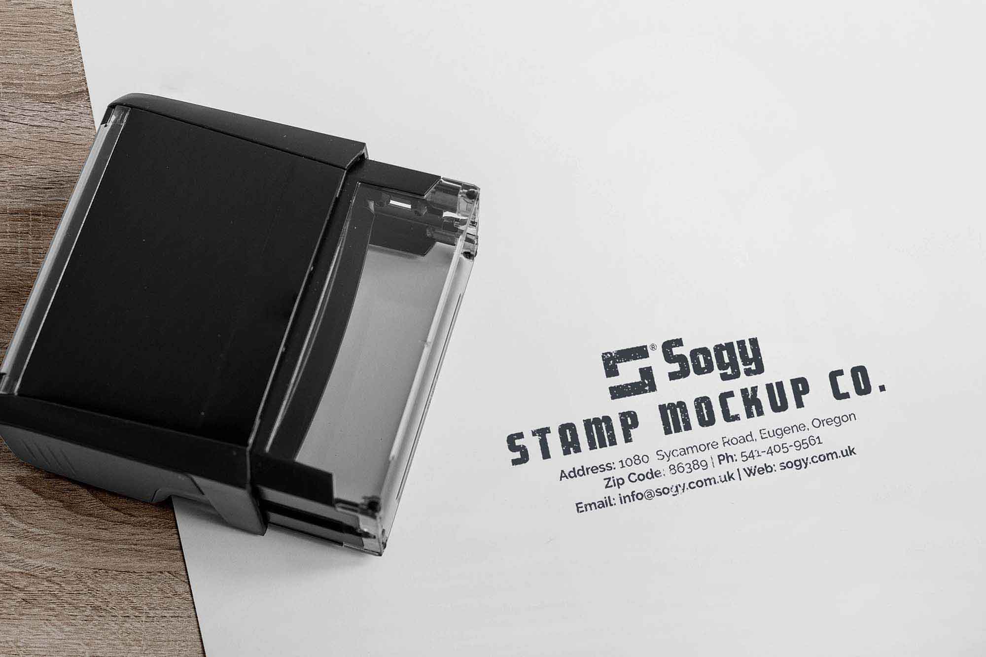 Free Rectangular SelfInking Rubber Stamp Mockup (PSD)