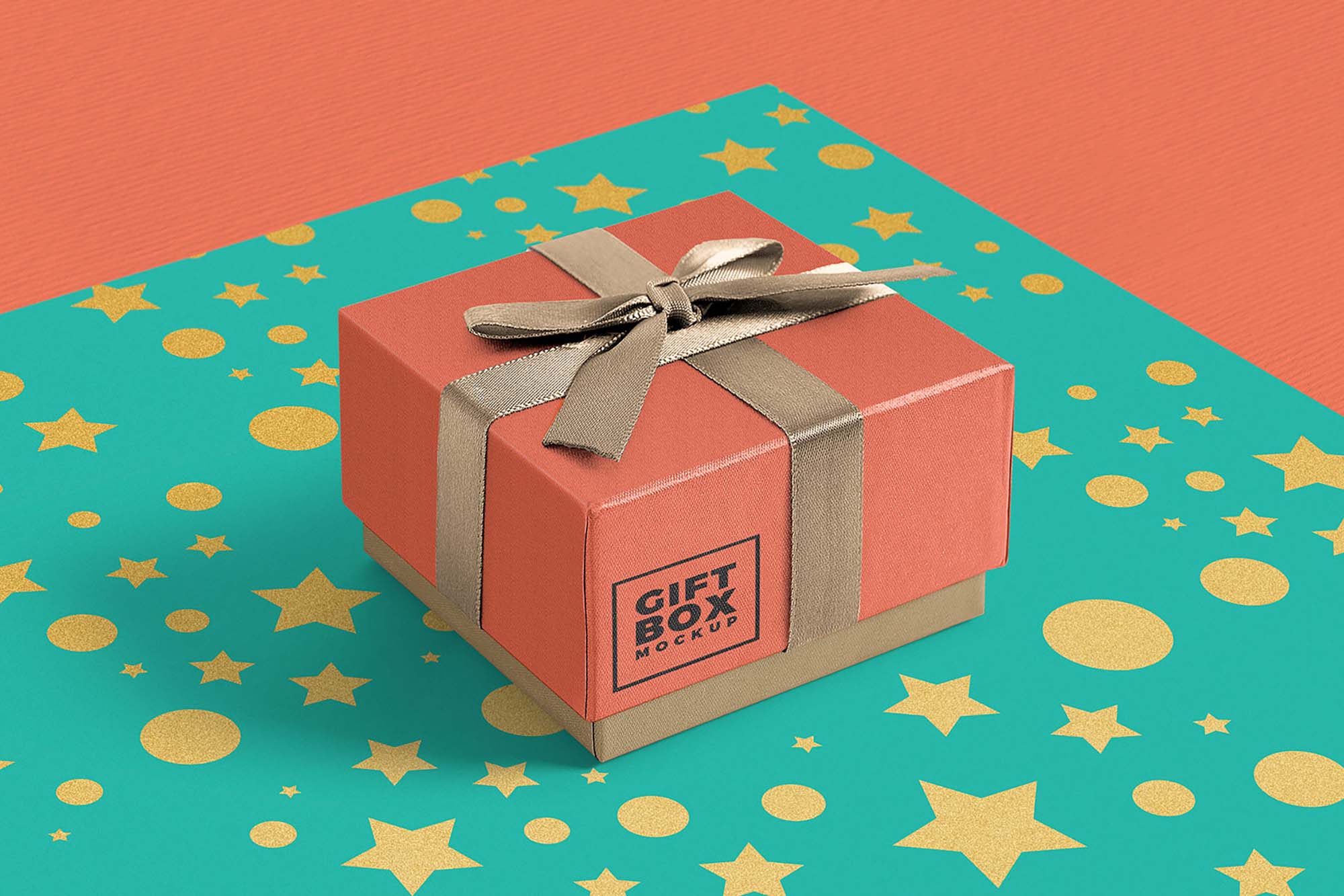 This mockup will help you to . Free Gift Box With Ribbon Mockup Psd