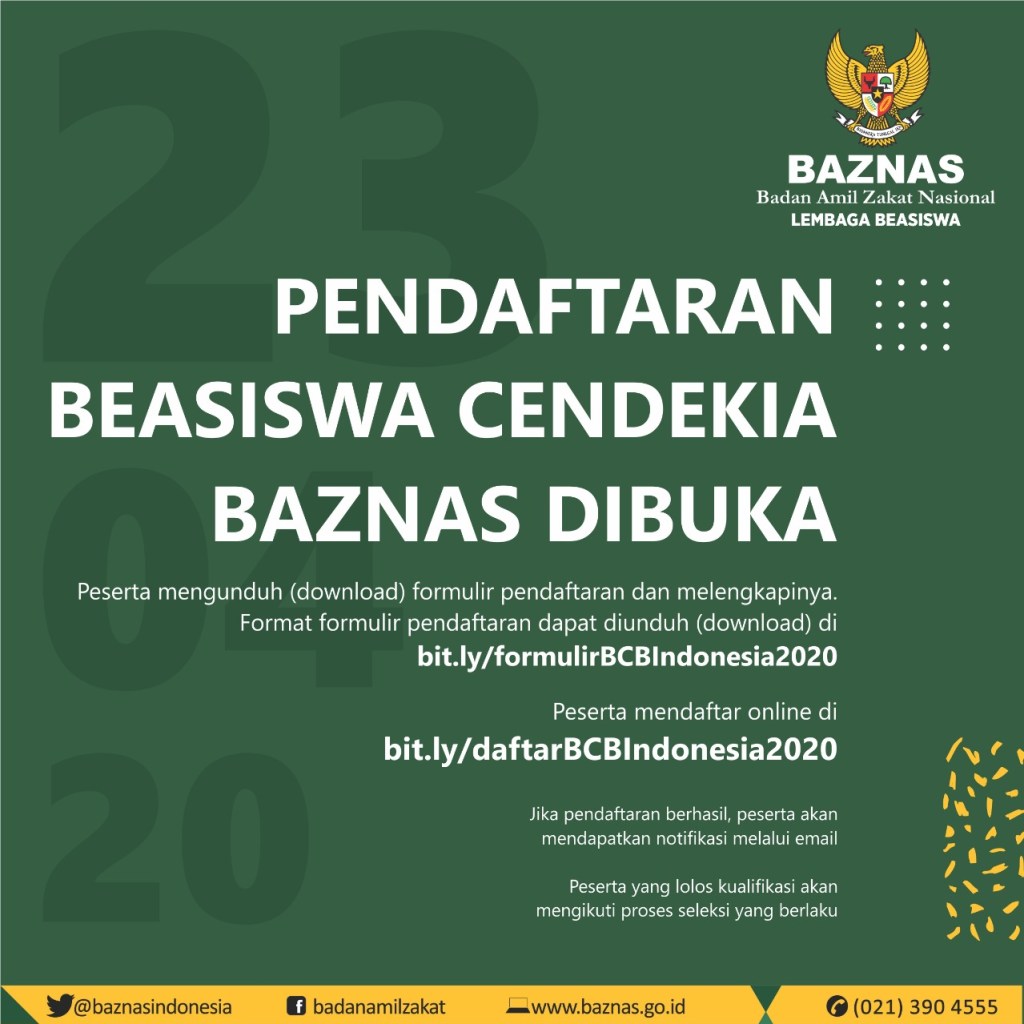 Pendaftaran Beasiswa Cendekia Baznaz Dibuka Universitas