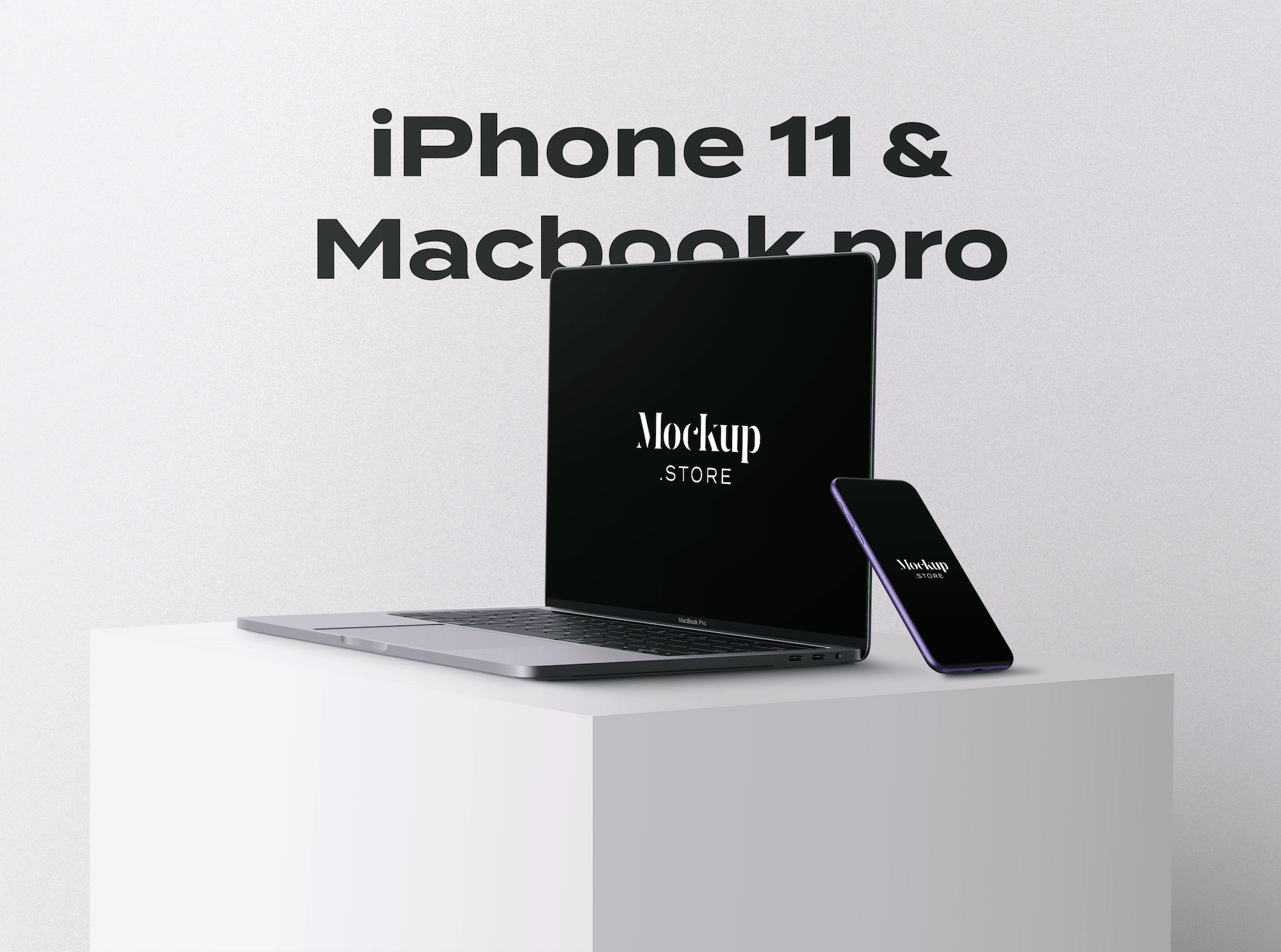 This showcase mockup features various apple devices with . Iphone 11 And Macbook Pro Mockup Free Psd