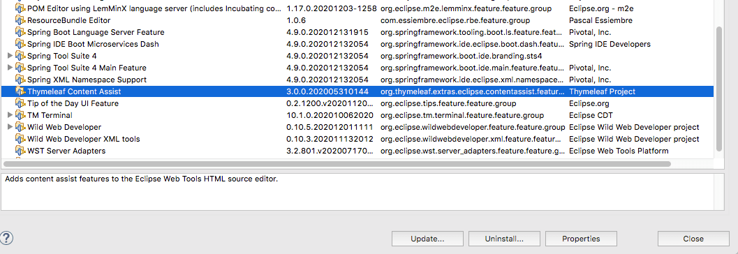 Thymeleaf Plugin Does Not Work In Sts 4 9 0 Eclipse 2020 12 Thymeleaf Thymeleaf Extras Eclipse Plugin
