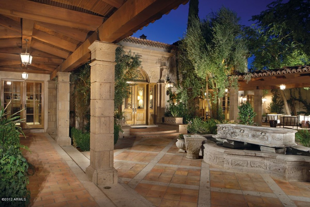 Southwestern house plans tend to be asymmetrical with alcoves, spacious living areas, and … Mediterranean Patios, Pergolas, Stucco Terraces, Water