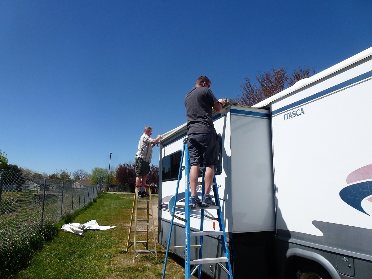 The majority of rv roofing is made up of rubber while the others made of metal or a fiberglass material. How to Replace Awning Fabric on an RV Slideout | AxleAddict