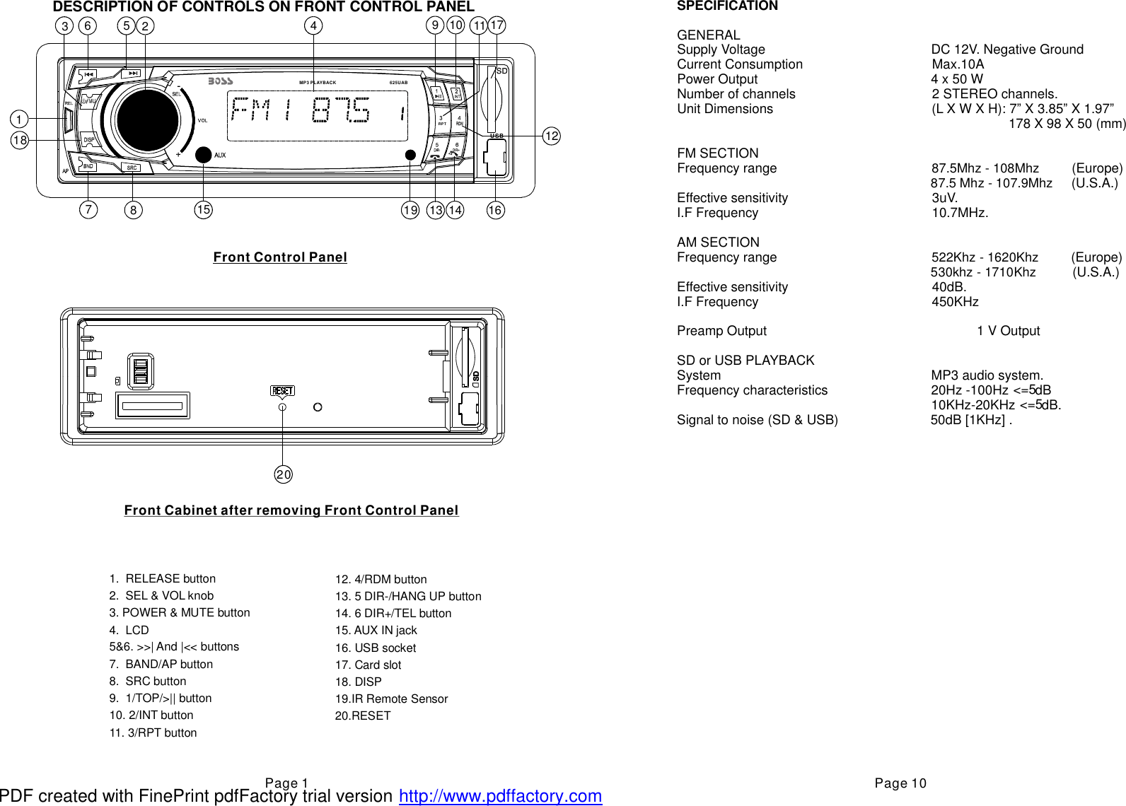 Find and download user guides and product manuals. Boss Audio Systems Car Stereo System 625uab Users Manual 625uab 0705ruhrf Mp3 Wma