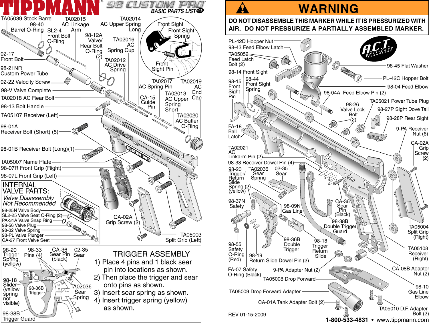 Der paintballmarkierer nicht selbstverständlich nicht enthalten. Tippmann 98 Custom Pro Basic Act Users Manual 02 20 09 Toerichforweb Act98cprobasicsch