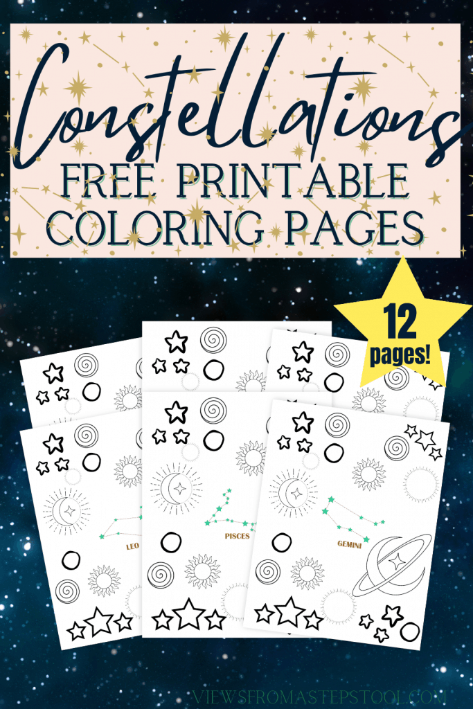 These alphabet coloring sheets will help little ones identify uppercase and lowercase versions of each letter. Constellations For Kids Constellation Coloring Pages Flashcards And Science Experiment Printable Views From A Step Stool