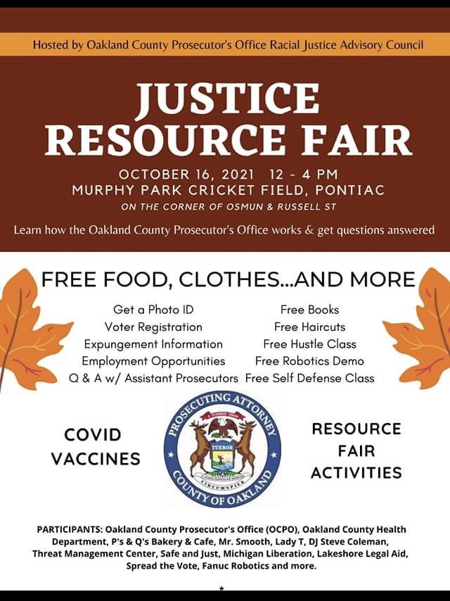 Attend a clinic and speak with an attorney volunteer or a . Justice Resource Fair In Pontiac Voting Access For All