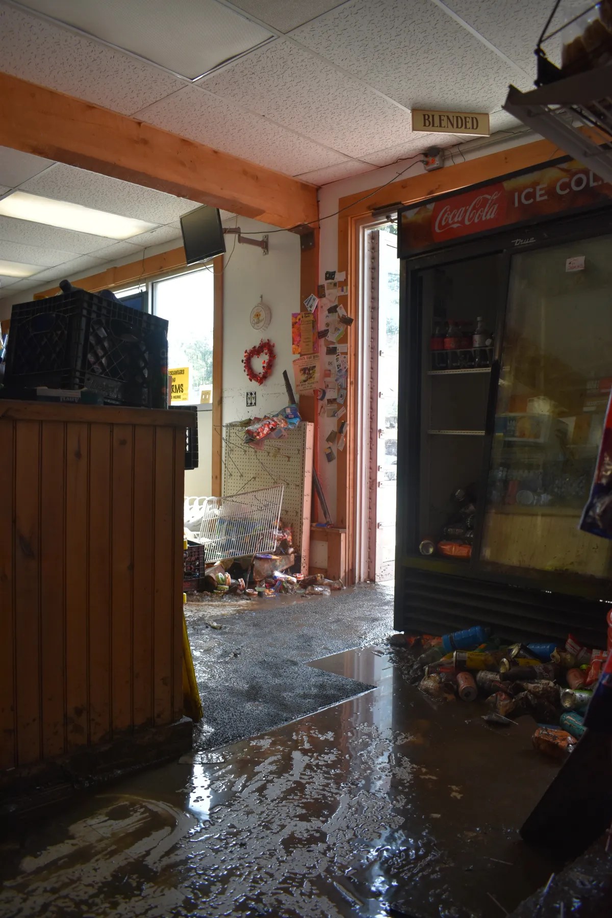 Flooded interior of Jelley's store in Londonderry