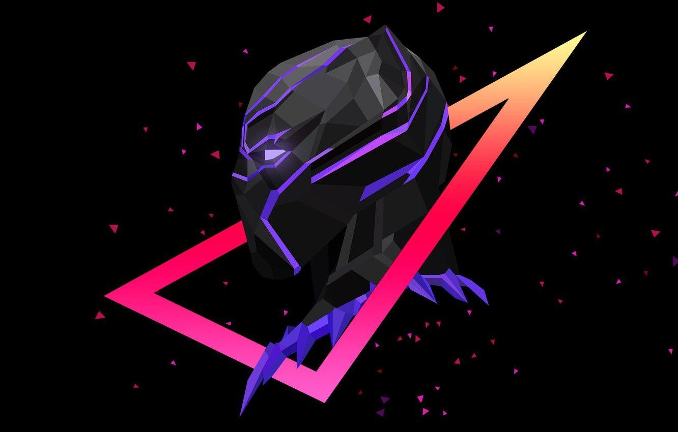 Black panther logo, panthers, illuminated, purple, studio shot . Pf2ck0x Vd Nnm