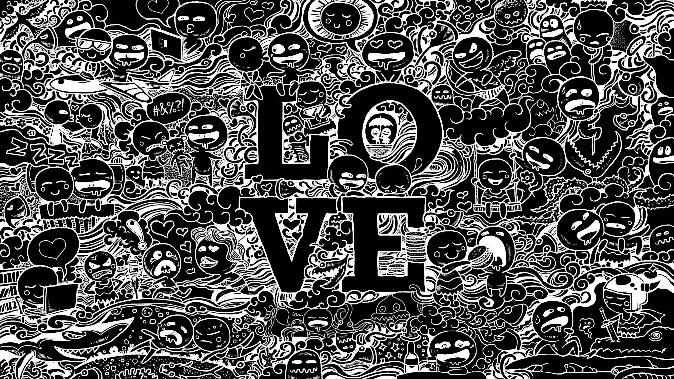 Black And White Doodle Wallpapers Top Free Black And White Doodle Backgrounds Wallpaperaccess