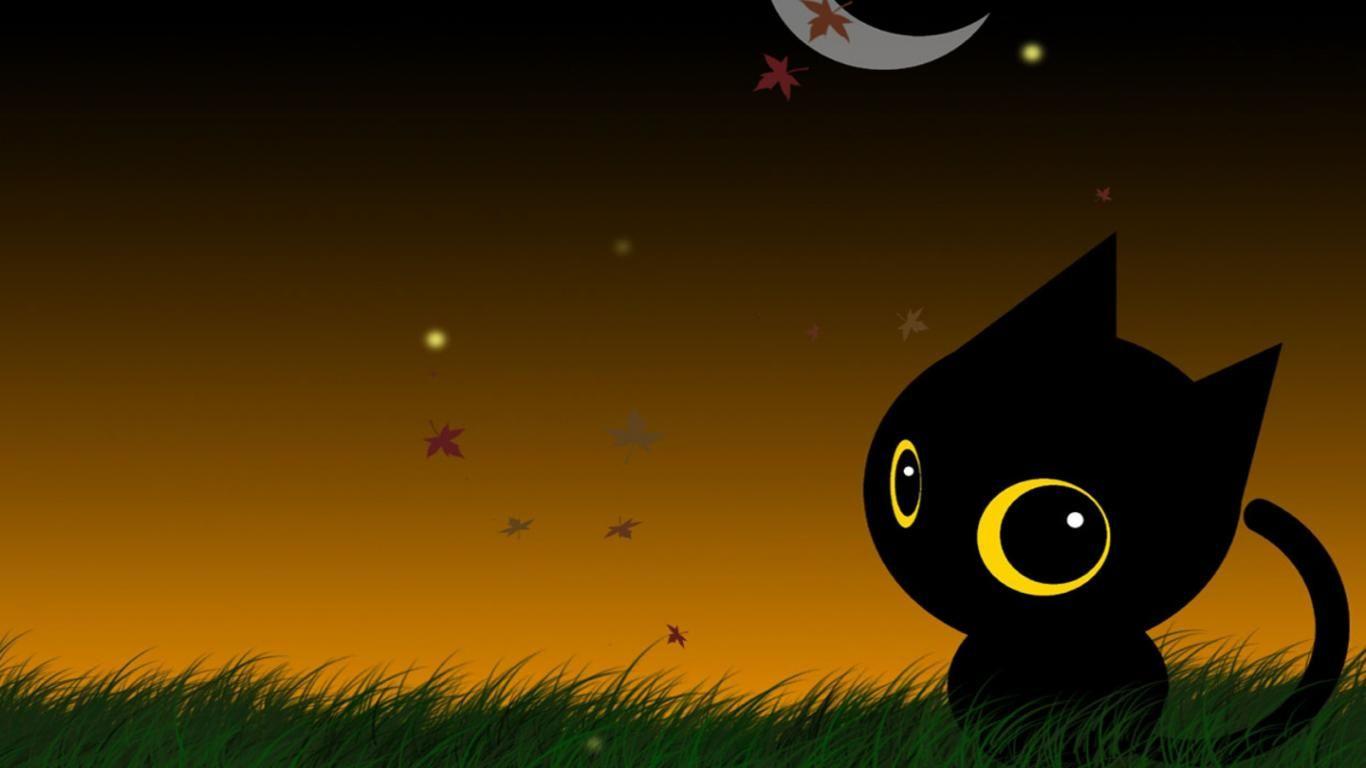 The great collection of black cat halloween wallpaper for desktop, laptop and mobiles. Cute Black Cat Cartoon Wallpapers Top Free Cute Black Cat Cartoon Backgrounds Wallpaperaccess