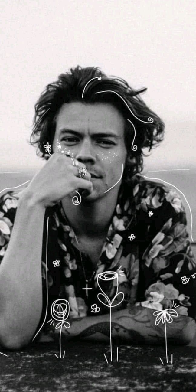 White photo of harry with long curly hair harry styles iphone wallpaper . Harry Styles Black And White Wallpapers Top Free Harry Styles Black And White Backgrounds Wallpaperaccess