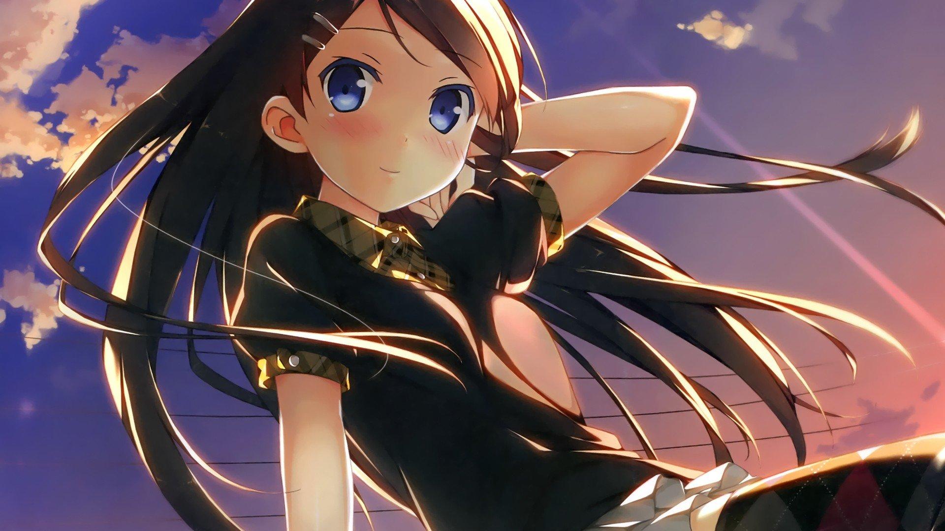 Woman with brown hair wearing gold earrings. Blue Eyes Anime Girl Wallpapers Top Free Blue Eyes Anime Girl Backgrounds Wallpaperaccess