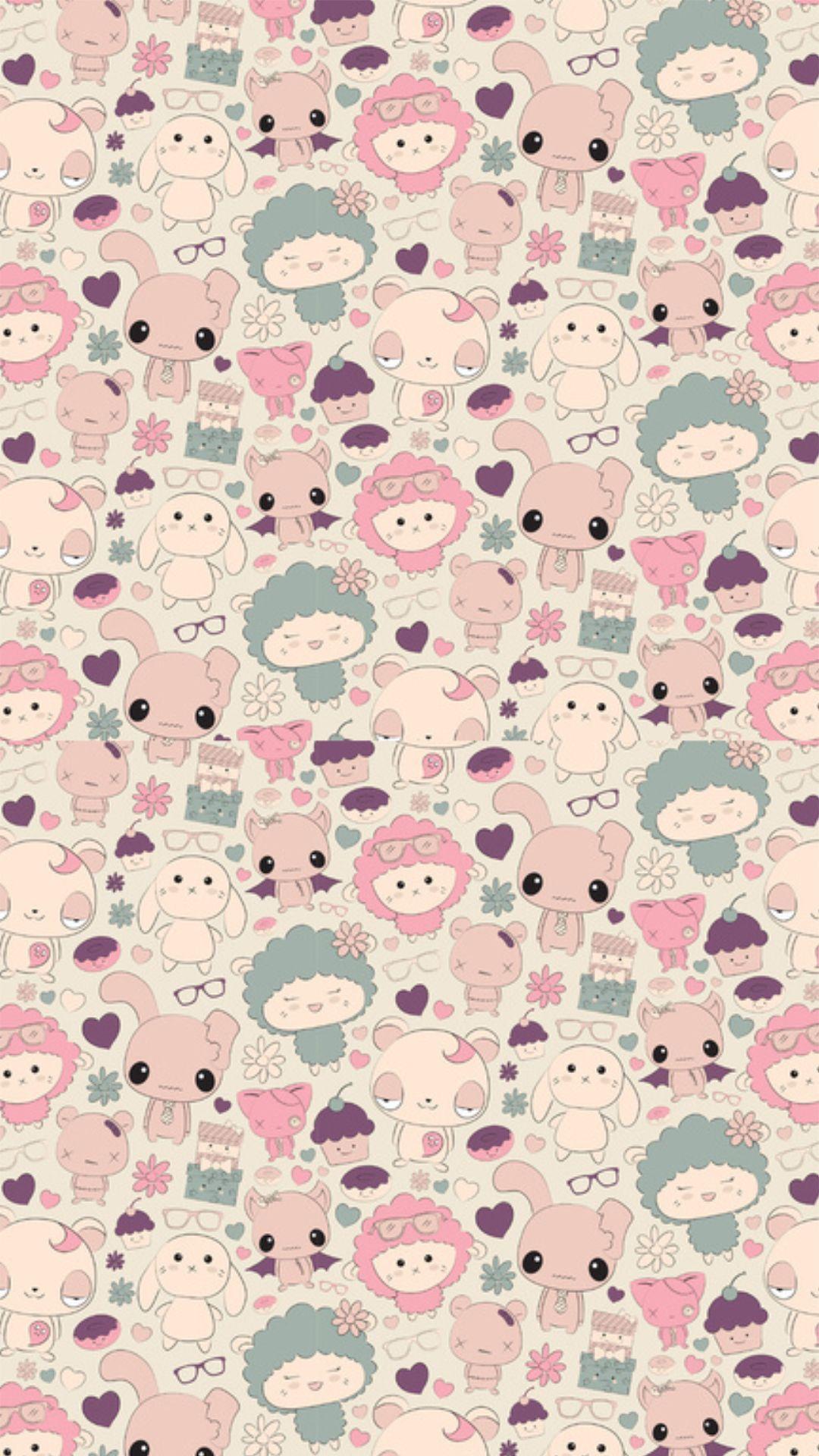 Cute kawaii fruit seamless vector pattern background. Kawaii Pattern Wallpapers Wallpaper Cave