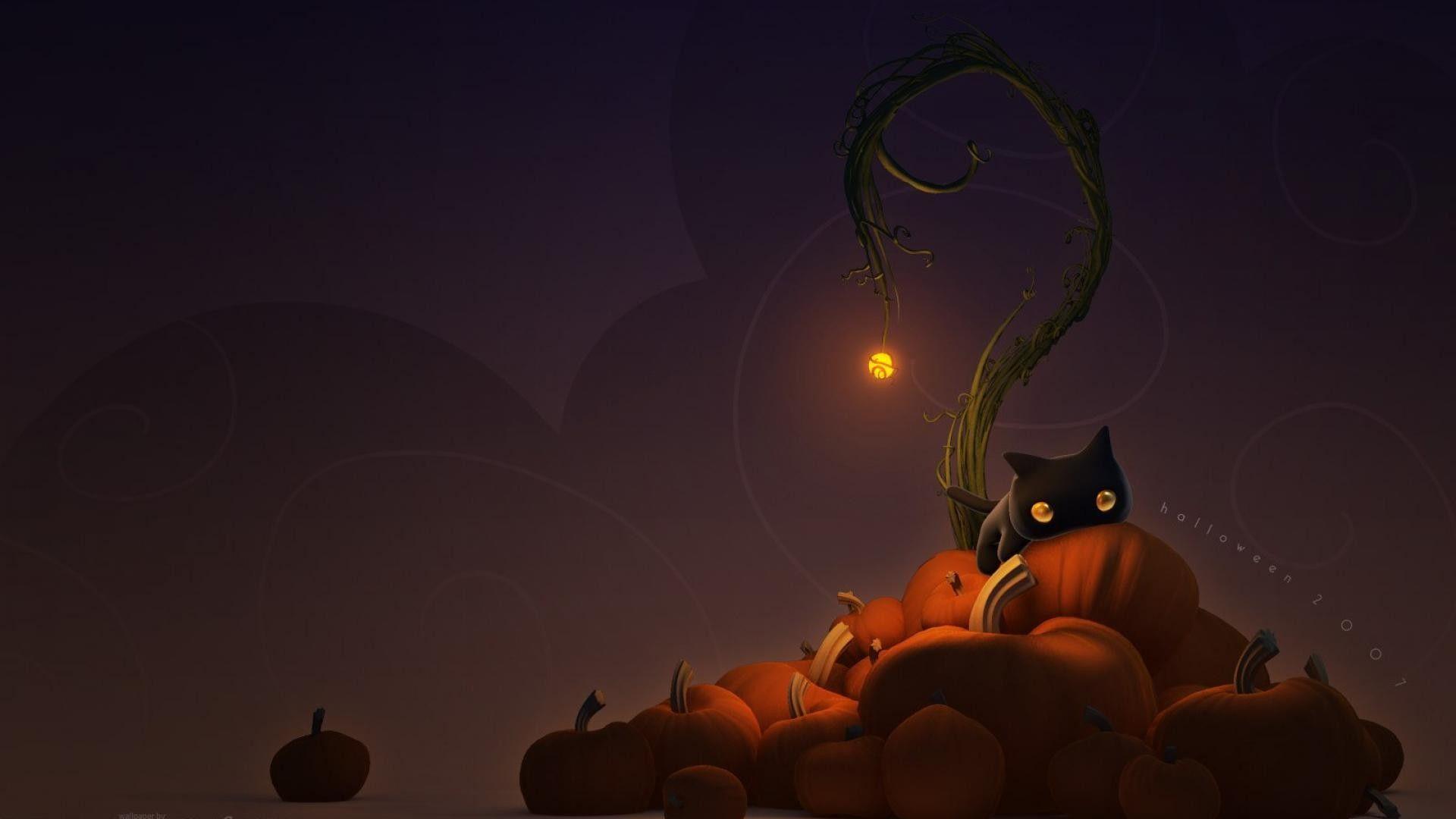 Halloween wallpaper black cat 53 halloween illustration wallpaper black cat jack o lanterns hd wallpapers 70505. Kawaii Black Cat Halloween Wallpapers Wallpaper Cave