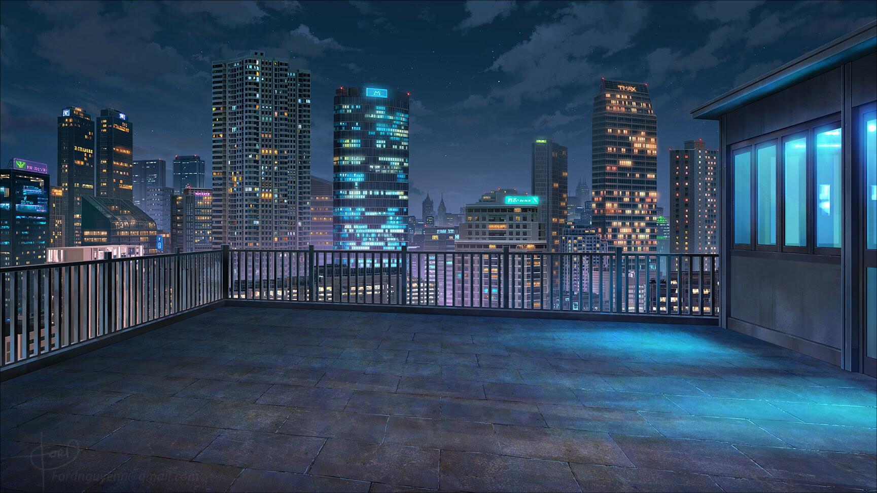 , rooftop night in 3d. Anime School Rooftop Night Wallpapers Wallpaper Cave