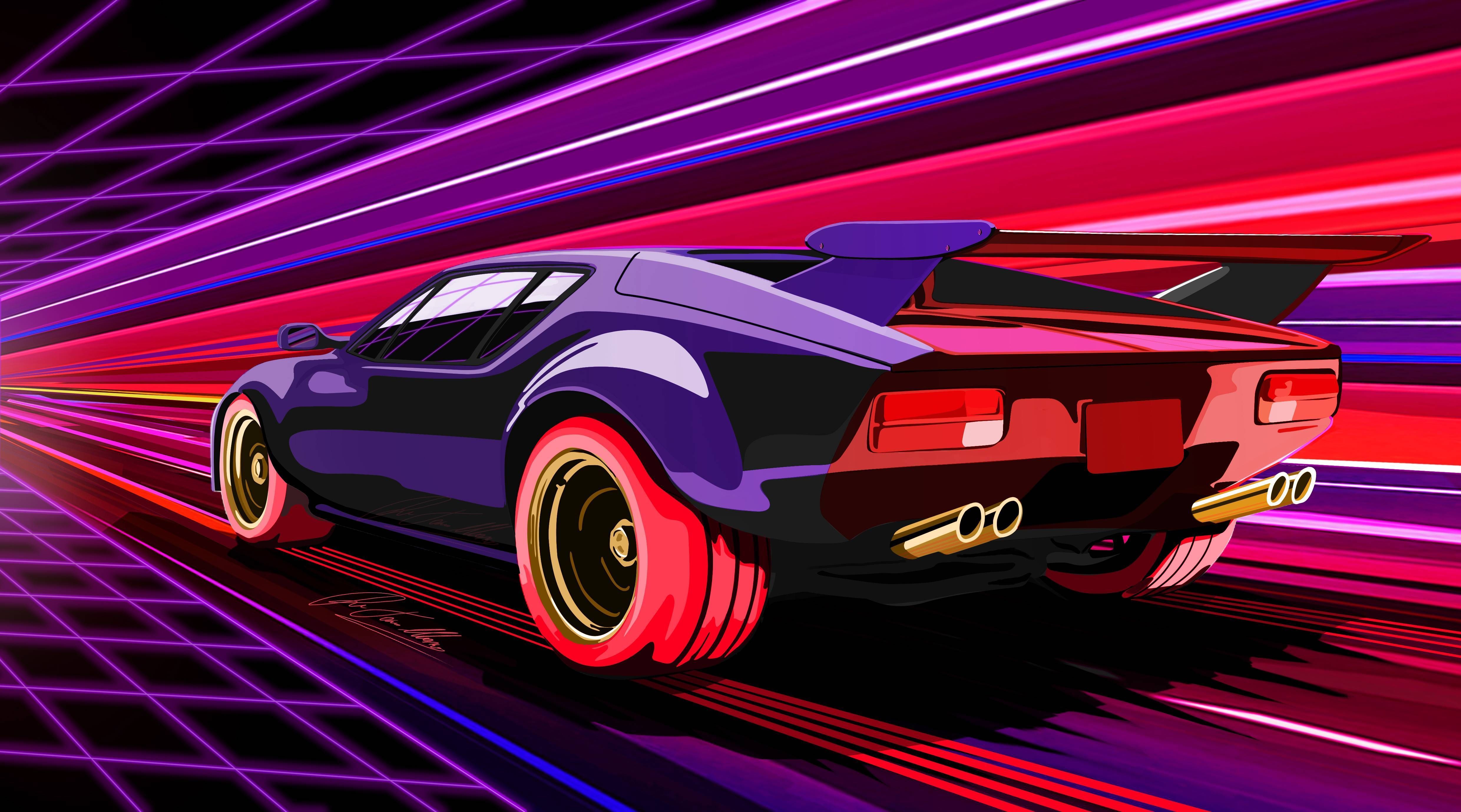 Wet and rainy weather in night town cartoon vector with … 4k Car Girl Retro Wallpapers Wallpaper Cave