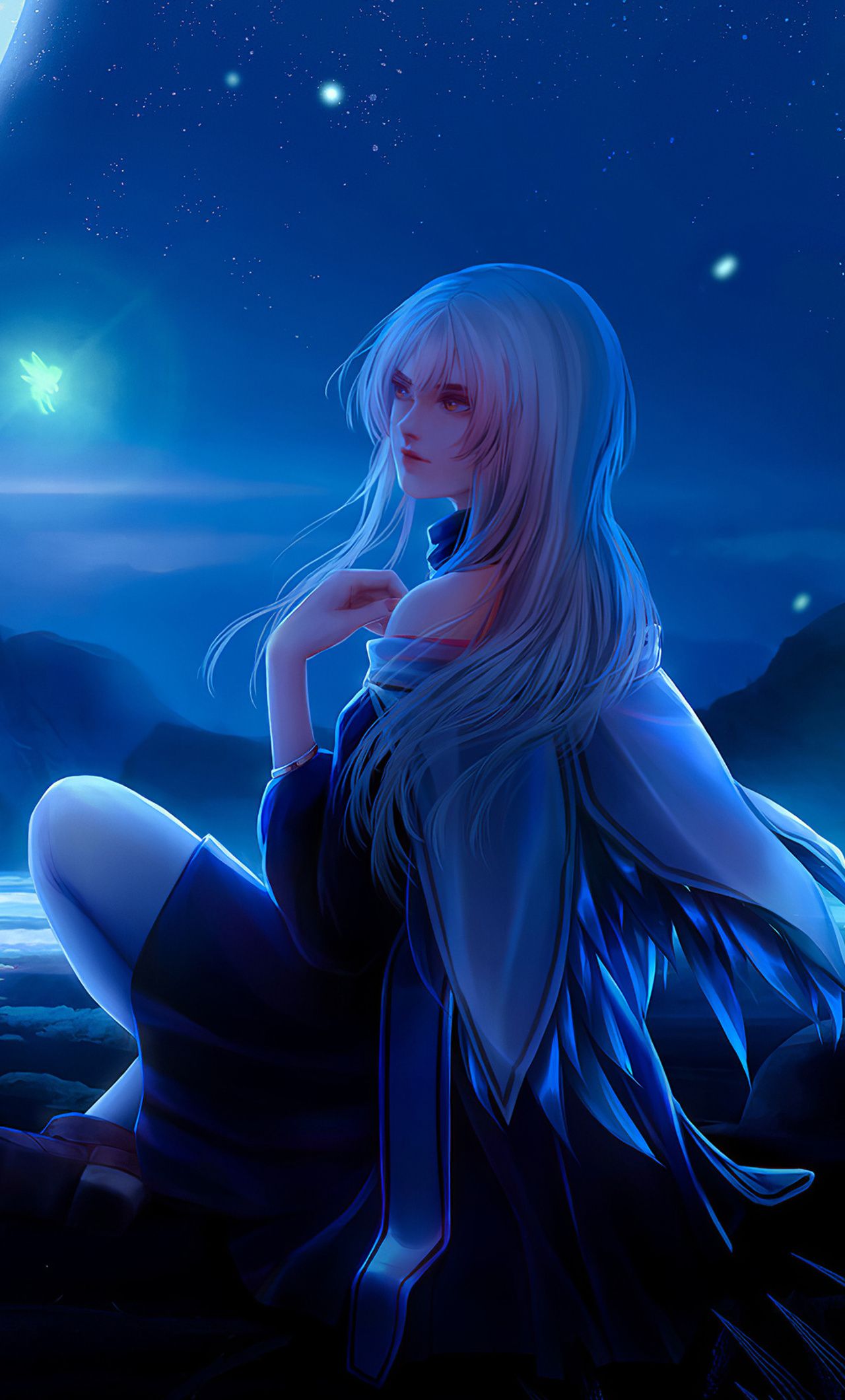 A piece of blue glass moon gets new trailer showing anime. Anime Girl And The Moon Wallpapers Wallpaper Cave