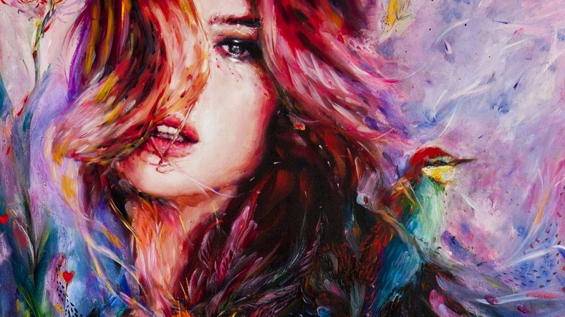 Women, headphones, artwork, abstract | 1366x768 wallpaper Desktop Women Art Wallpapers Wallpaper Cave