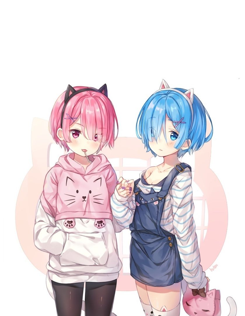 Zero) anime girls rem (re:zero) ram (re:zero) blue hair maid short hair ram rem maid outfit pink hair . Rem And Ram Wallpapers - Wallpaper Cave
