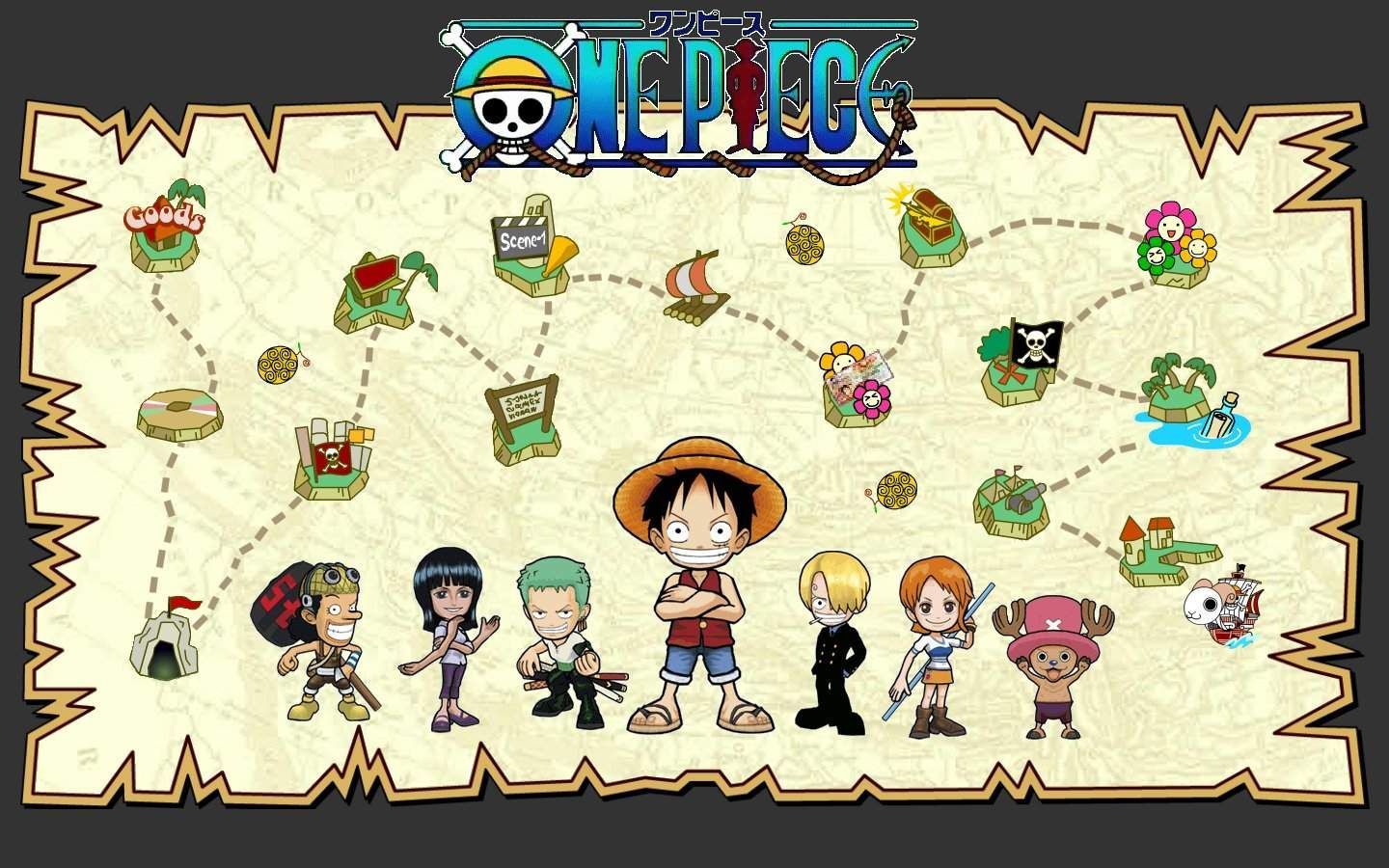 One piece wallpaper 1366x768 desktop wallpapers | top wallpaper. Chibi Piece One Wallpapers Wallpaper Cave
