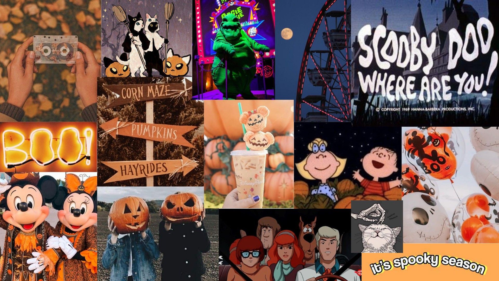 It's that one night in a year when goblins, ghouls, witches, and ghosts are free to roam the earth. Halloween Collage Aeshetic Wallpapers Wallpaper Cave