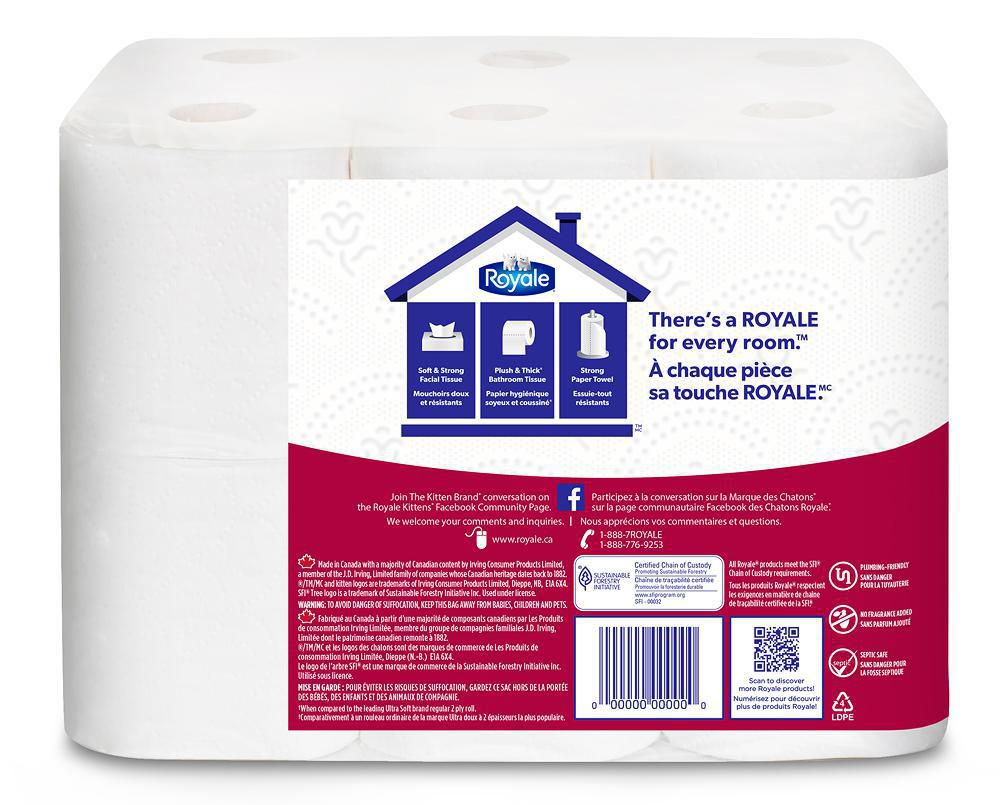 ROYALE 3 Ply Bathroom Tissue Soft Toilet Paper Double Rolls