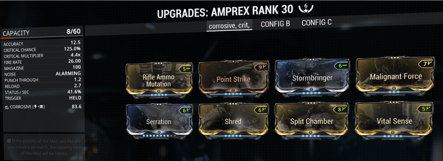 Form of ammo mutation and in most cases a r3 rifle ammo mutation . Must have weapon build examples, mod-setups in Warframe
