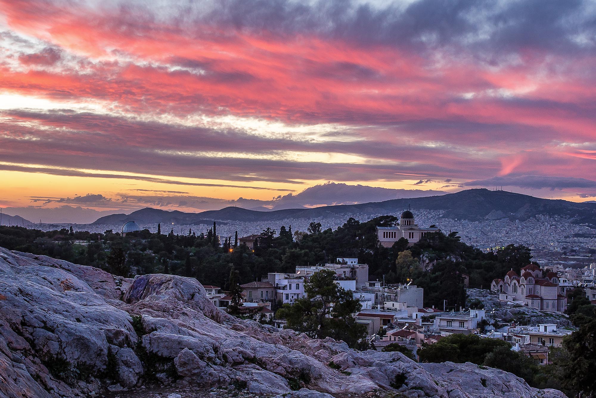 Cycle around the city center as athens transforms during the afternoon into a picturesque paradise. Athens Sunset And Night Lights Tour Wayfaring