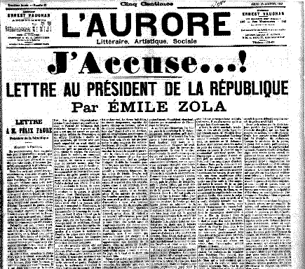 Image of the original text of J'accuse as it appeared in L'Aurore.