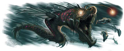 Shadow sea serpent, from the Anauroch: The Empire of Shade art gallery. All rights assumed to be reserved by Wizards of the Coast.