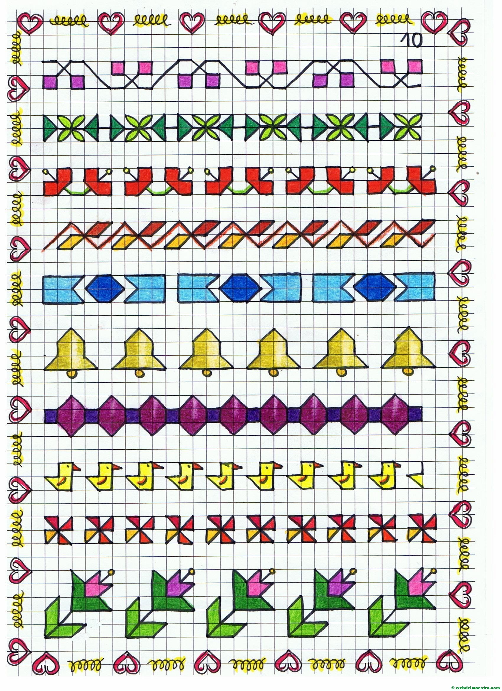 Cenefas - dibujos en cuadrícula para imprimir - Web del maestro