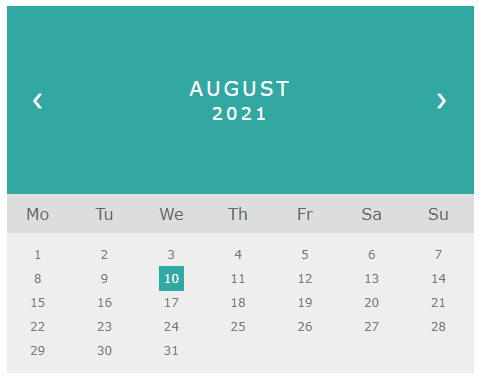 Responsive calendar made with simple HTML and CSS - Web Development