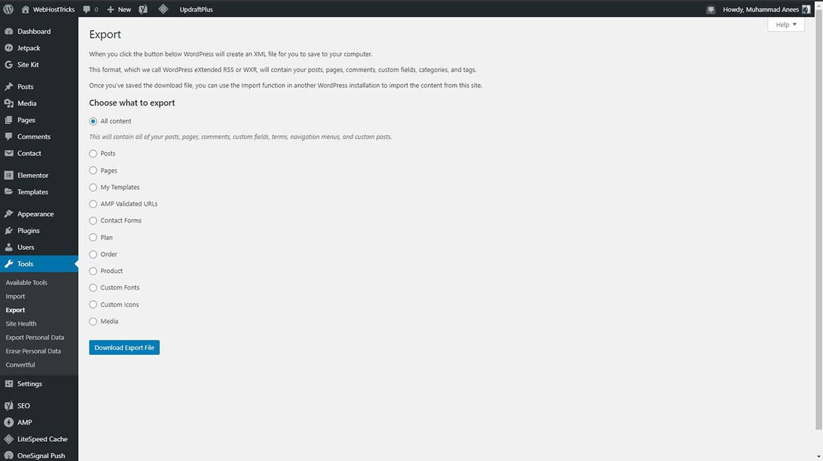 WordPress Manual Local Backup