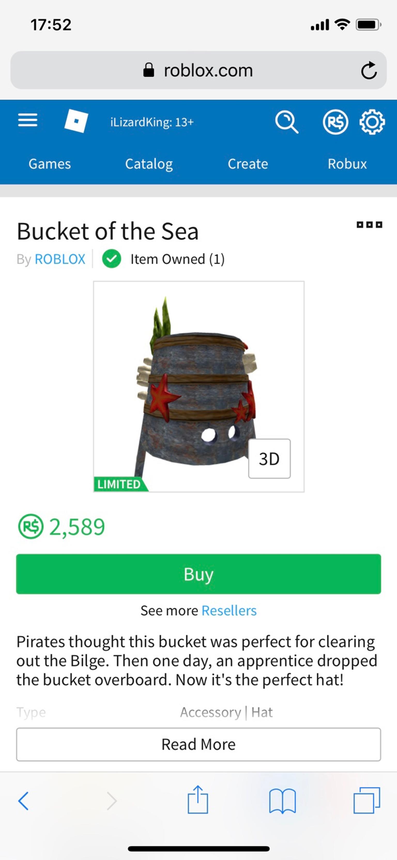 Roblox Limited Item Trading Bucket Of The Sea In Nr26 Norfolk Fur 4 99 Zum Verkauf Shpock At