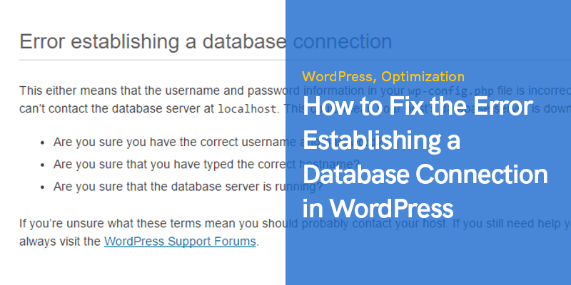 Your database requires two separate items authenticate any user, wordpress or otherwise. How To Fix The Error Establishing A Database Connection In Wordpress