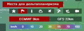 Карта с наглядным прогнозом ветра