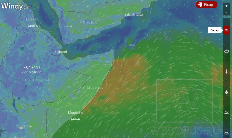 Живая карта ветра