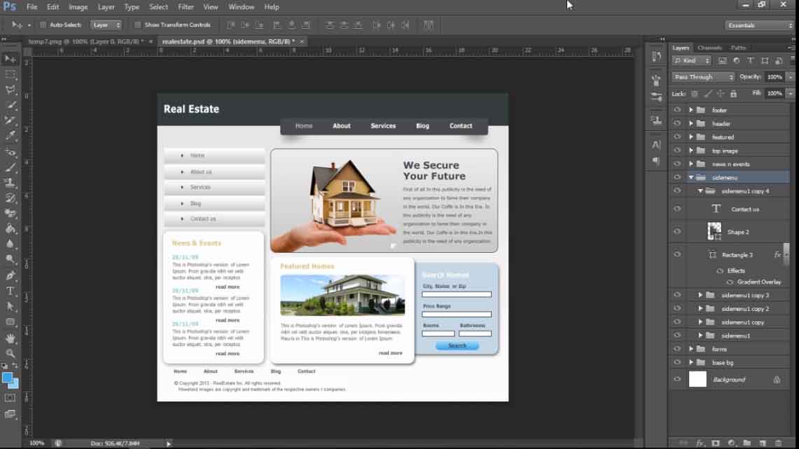 Draw your shape · step three: How To Create A Website Mockup Design In Photoshop Webtrickshome Blogs Web Design Development And Seo Blogs