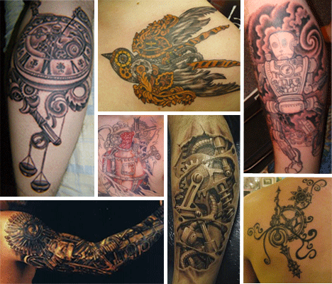 Cogs And Ink: 28 Cool Steampunk Tattoo Designs That Wow | Urbanist 400_x_468_gif